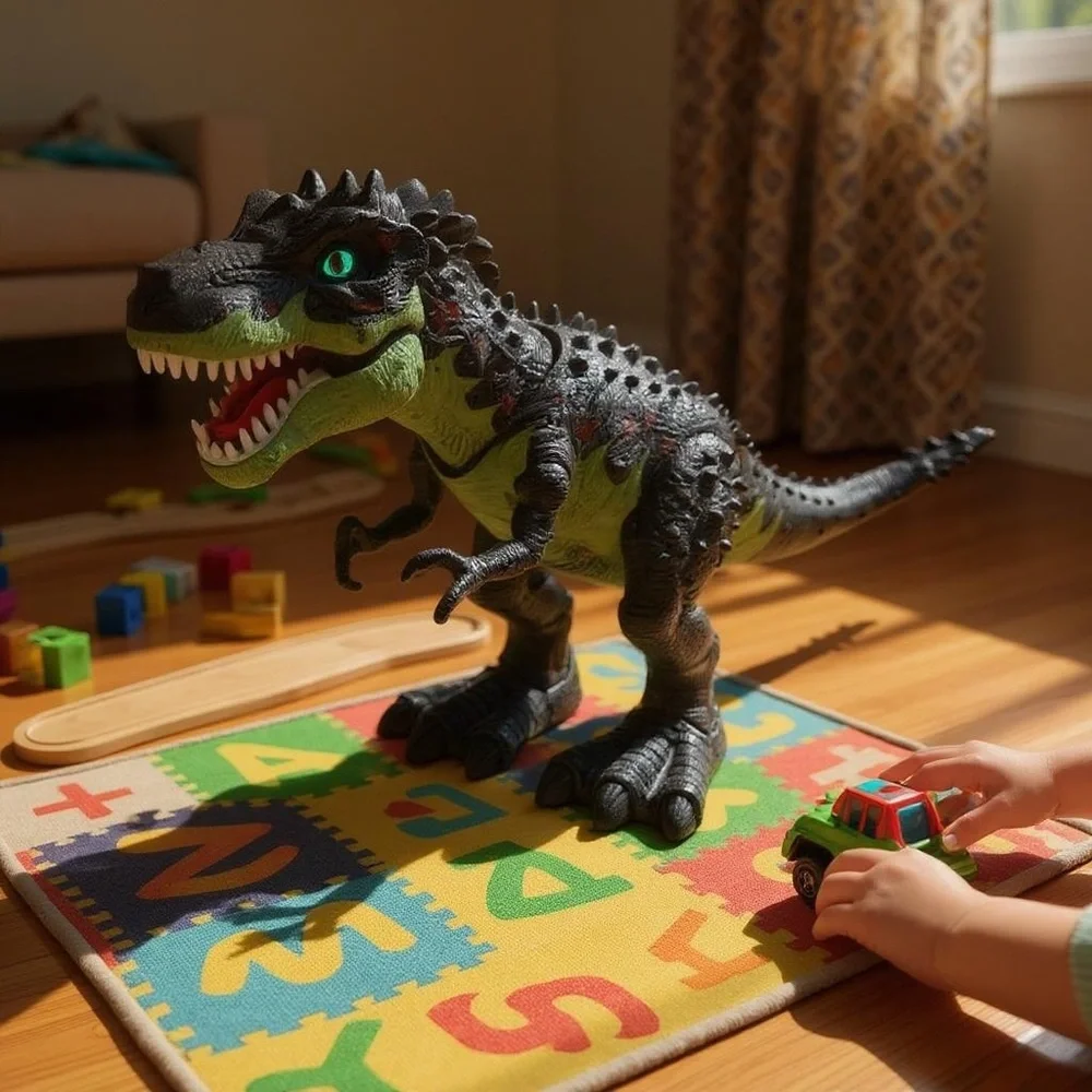 Dinosaur Toy Trex Walking with Lights & Sound Realistic Green Color WORKS‎